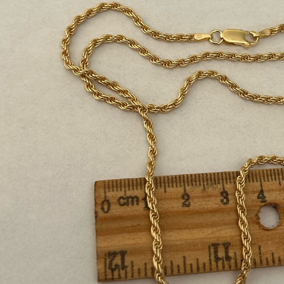 Other - 925 Silver 2mm rope chain necklace 21.75 inches unisex 18k yellow gold plated
